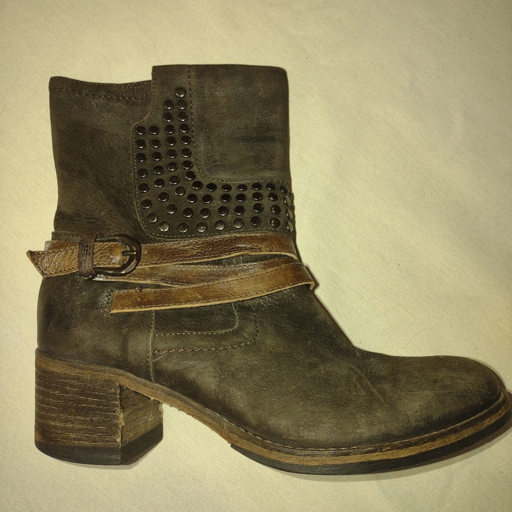 Barneys New York Dark Brown Studded Ankle Boots